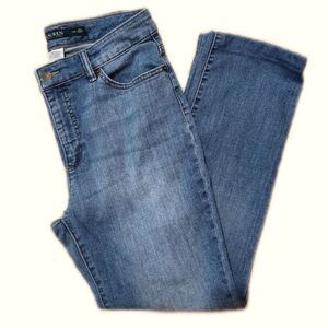 Lauren Ralph Lauren, 92% cotton, high rise, straight leg, denim jeans, 10 petite